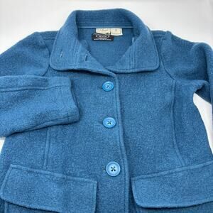 L.L. Bean Womens Medium Blue Bellandi Boiled 100% Wool Coat Jacket 271132